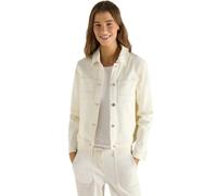 Jeansjacke CECIL, Damen, Gr. L (42), pearl beige, Web, 92% Baumwolle, 6% Elastomultiester, 2% Elasthan, unifarben, comfort fit normal, V-Ausschnitt, Bündchen, Jacken Jeansjacke, in Denim-Optik (823593