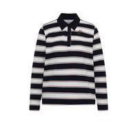 Langarm-Poloshirt CECIL, Damen, Gr. XXL (46), blau (urban dunkelblau), Jersey, Obermaterial: 100% Baumwolle, gestreift, normal hüftbedeckend, Rundhals, abgesteppte Kante, Shirts, mit Streifen und Stic