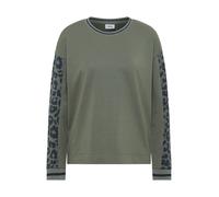 Langarmshirt CECIL, Damen, Gr. XL (44), dried olive grün, Web, 48% Baumwolle, 48% Modal, 4% Elasthan, gemustert, comfort fit normal, Rundhals, Bündchen, Shirts Langarmshirt, mit Rundhalsausschnitt (78