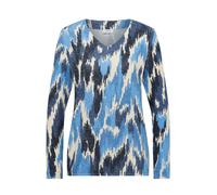Langarmshirt CECIL, Damen, Gr. L (42), universal blau melange, Stoff, 67% Viskose, 28% Polyester, 5% Elasthan, gemustert, normal, V-Ausschnitt, Bündchen, Shirts Langarmshirt, aus softer Viskose (14444