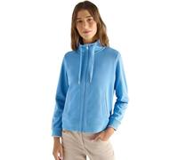 Sweatjacke CECIL, Damen, Gr. XL (44), fountain blau, Sweatware, 55% Baumwolle, 45% Polyester, unifarben, comfort fit normal, hoch geschlossener Ausschnitt, Rippbündchen, Sweatjacken Sweatjacke, mit St