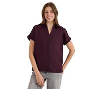 Kurzarmbluse CECIL, Damen, Gr. S (38), rich burgundy, Web, Obermaterial: 100% Leinen, figurumspielend hüftlang, Blusen, Reines Leinen (42829410-S) rich burgundy