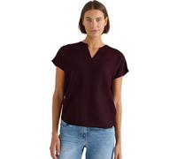 Cecil Kurzarmbluse Damen L (42) – 55% Leinen/45% Viskose, Rundhals, braun (rich burgundy)