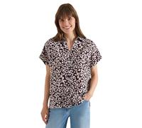Cecil Druckbluse Leo-Print Leinenmix (55% Leinen/45% Viskose) V-Ausschnitt Kurzarm Gr. XXL lila