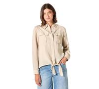 Cecil Damenbluse B345363 – Langarm, 55% Leinen/45% Viskose, Knoten am Saum – Pumice Beige XXL