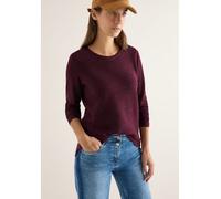 Rundhalspullover CECIL, Damen, Gr. L (42), eggplant rot heather melange, Strick, Obermaterial: 60% Baumwolle, 40% Polyester, meliert, regular fit normal, Rundhals, gerader Abschluss, Pullover, mit Str