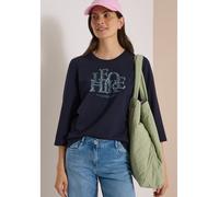 CECIL - 3/4-Arm Shirt mit Wording im Leo-Look urban dark blue - Gr. - L