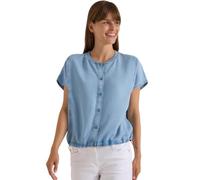 Kurzarmbluse CECIL, Damen, Gr. M (40), light blau used wash, Stoff, 100% Lyocell, unifarben, klassisch normal, Rundhals, normaler Saum, Blusen, in Denim-Optik (23241433-M) light blau used wash