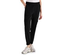 Cargohose CECIL, Damen, Gr. XS, Länge 28, schwarz, Web, 66% Baumwolle, 30% Polyester, 4% Elasthan, unifarben, loose fit knöchelfrei, Hosen Cargohose, im Loose Fit (46293424-XS) schwarz