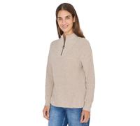 Cecil Damen Mouliné Pullover mit Troyer in Beige, Gr: XXL