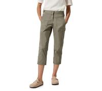 Caprihose CECIL "Style New York", Damen, Gr. 27, N-Gr, grau (smoky taupe), Web, Obermaterial: 98% Baumwolle, 2% Elasthan, unifarben, casual, normal kniebedeckend, Hosen, mit Knopfdetails am Bund (8655