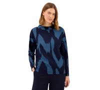 Langarmshirt CECIL, Damen, Gr. XXL (46), urban dunkelblau, Stoff, 75% Viskose, 20% Polyester, 5% Elasthan, gemustert, normal normal, hoch geschlossener Ausschnitt, abgesteppt, Shirts, mit grafischem M