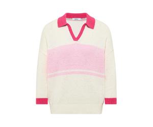 Cecil - Polopullover mit Streifenmuster und 3/4-Ärmeln pink - Gr. - L