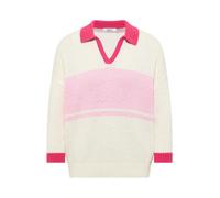 Cecil - Polopullover mit Streifenmuster und 3/4-Ärmeln pink - Gr. - S