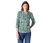 Cecil Printed Light Cotton Blouse Slate Khaki S