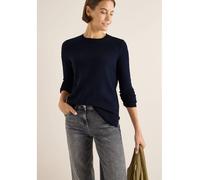 Strickpullover STREET ONE, Damen, Gr. L (42), urban dunkelblau, Stoff, Web, 37% Baumwolle, 34% Polyacryl, 26% Polyester, 3% Elasthan, unifarben, casual, comfort fit normal, Rundhals, Langarm elastisch