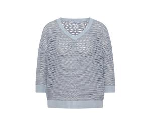 Cecil - Pullover in lockerem Lochstrick mit V-Ausschnitt blau - Gr. - S