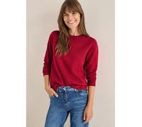 Cecil Softer Rundhals-Pullover - meliert, Comfort Fit, abgesteppt - Beaujolais rot L