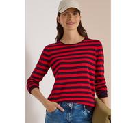 Rundhalspullover CECIL, Damen, Gr. M (40), rot (eggplant rot), Strick, Obermaterial: 60% Baumwolle, 40% Viskose, gestreift, normal normal, Rundhals, Rippbündchen, Pullover Rundhalspullover, Bequemer B