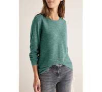 Cecil Struktur-Rundhalspullover Damen M (40) smoky grün heather melange – 60/40 Baumwolle/Polyester