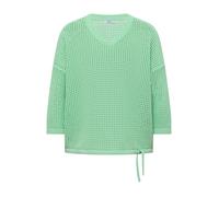 Cecil Damen Kurzarm Pullover im Crochet-Look in Grün, Gr: XXL
