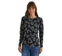 Rundhalspullover CECIL, Damen, Gr. L (42), urban dunkelblau, Web, 60% Baumwolle, 40% Viskose, normal normal, Rundhals, abgesteppt, Pullover Rundhalspullover, aus softem Materialmix (99292525-L) urban
