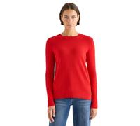 Strickpullover STREET ONE, Damen, Gr. XXL (46), fiery rot, Stoff, 37% Baumwolle, 34% Polyacryl, 26% Polyester, 3% Elasthan, unifarben, comfort fit normal, Rundhals, elastischer Bund, Pullover Strickpu