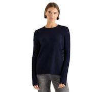 Strickpullover STREET ONE, Damen, Gr. L (42), urban dunkelblau, Stoff, Web, 37% Baumwolle, 34% Polyacryl, 26% Polyester, 3% Elasthan, unifarben, casual, comfort fit normal, Rundhals, Langarm elastisch