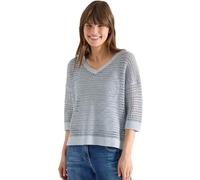 Cecil - Pullover in lockerem Lochstrick mit V-Ausschnitt blau - Gr. - M