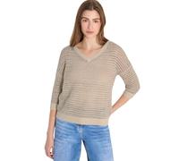 Longpullover CECIL, Damen, Gr. L (42), pearl beige, Stoff, 42% Viskose, 38% Polyester, 18% Baumwolle, 2% Metallpolyester, unifarben, comfort fit normal, V-Ausschnitt, Bündchen, Pullover Longpullover (