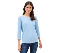 Strickpullover CECIL, Damen, Gr. XL44, blau (whisper blau melange), Web, 60% Baumwolle, 40% Viskose, unifarben, normal normal, Rundhals, abgesteppt, Pullover Strickpullover, aus Feinstrick (51809737-X