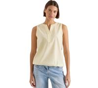 Blusentop CECIL, Damen, Gr. XXL (46), light buttermilk gelb, Web, 65% Baumwolle, 35% Viskose, gestreift, normal normal, Rundhals, abgesteppt, Blusen Blusentop, im soften Baumwoll-Mix (12549457-XXL) li