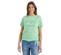 T-Shirt CECIL, Damen, Gr. S (38), juicy lime, Web, 50% Baumwolle, 50% Polyester, bedruckt, comfort fit normal, U-Boot-Ausschnitt, abgesteppt, Shirts T-Shirt, mit U-Boot-Ausschnitt (12223613-S) juicy l