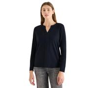 Langarmshirt CECIL, Damen, Gr. S (38), universal blau, Web, 48% Baumwolle, 48% Modal, 4% Elasthan, unifarben, comfort fit normal, Rundhals, abgesteppt, Shirts Langarmshirt, aus Baumwolle mit Stretchan
