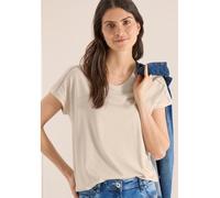 Cecil Damen T-Shirt mit V-Neck und Spitzendetail in Beige, Gr: XL
