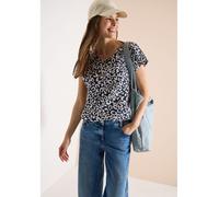 Cecil Damen Shirt mit Spitzendetail und Leo-Print in Blau, Gr: L