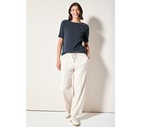 T-Shirt CECIL, Damen, Gr. S (38), blau (rain blau), Jersey, Obermaterial: 76% Polyester, 20% Viskose, 4% Elasthan, casual, lässig geschnitten, U-Boot-Ausschnitt, Kurzarm, Shirts, mit feiner Crepe-Stru