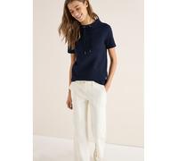 Kurzarmshirt CECIL, Damen, Gr. XL (44), universal blau, Jersey, Obermaterial: 75% Baumwolle, 23% Polyester, 2% Elasthan, unifarben, normal hüftbedeckend, Rundhals, Shirts Kurzarmshirt, in Two-Tone-Opt