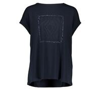 T-Shirt CECIL, Damen, Gr. XL (44), blau (universal blau), Jersey, Obermaterial: 48% Baumwolle, 48% Modal, 4% Elasthan, bedruckt, casual, regular fit taillenbedeckt, Rundhals, Kurzarm, Shirts, mit Glit