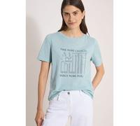 Cecil Print-Shirt Damen Rundhals Ausbrenner-Optik 50% Baumwolle/50% Polyester Gr. M Crystal Mint