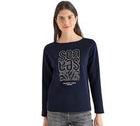 Langarmshirt CECIL, Damen, Gr. L (42), universal blau, Shirts Langarmshirt, modernes Front-Artwork mit Stickerei (91202509-L) universal blau