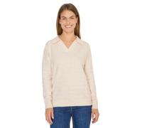 Strickpullover CECIL, Damen, Gr. L42, oat milk beige melange, Web, 37% Baumwolle, 34% Polyacryl, 26% Polyester, 3% Elasthan, Strukturmuster, comfort fit normal, Bündchen, Pullover, im soften Baumwoll-