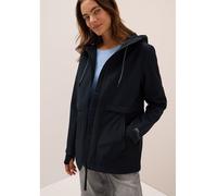 Kurzjacke CECIL, Damen, Gr. XS (36), blau (schwarz navy blau), Stoff, Obermaterial: 90% Polyester, 10% Elasthan; Futter: 100% Polyester; Bündchen: 95% Polyester, 5% Elasthan, unifarben, casual, normal