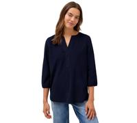 Shirtbluse CECIL, Damen, Gr. S (38), blau (urban dunkelblau), Web, 100% Baumwolle, unifarben, klassisch normal, Rundhals, Bündchen, Blusen, aus reiner Baumwolle (75848844-S) urban dunkelblau