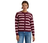 Cardigan CECIL, Damen, Gr. S (38), rot wine, Web, 37% Baumwolle, 34% Polyacryl, 26% Polyester, 3% Elasthan, gestreift, comfort fit normal, Rundhals, abgesteppt, Strickjacken, aus softem Materialmix (8