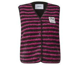 CECIL - Striped Teddy Vest, truffle brown - Gr. - S