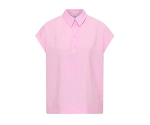 Cecil - Strukturiertes Blusenshirt mit Polokragen pink - Gr. - L