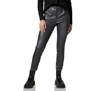 Lederimitathose STREET ONE, Damen, Gr. 32, Länge 28, grau (charcoal silber), Stoff, 79% Viskose, 18% Nylon, 3% Elasthan, unifarben, casual, slim fit lang, Hosen, 5-Pocket-Style (24735506-32) charcoal 