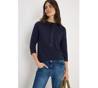 Sweatshirt CECIL, Damen, Gr. M (40), urban dunkelblau, Ottomane, Obermaterial: 60% Polyester, 37% Viskose, 3% Elasthan, unifarben, Strukturmuster, casual, regular fit normal, ohne Ausschnitt, 3/4-Ärme