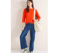 Cecil Damen Soft Touch Shirt - 3/4-Arm, U-Boot-Ausschnitt, Orange, Gr. XL